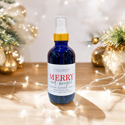 Room Spray- Cobalt Blue Bottle with Gold Collar- Holiday Scents