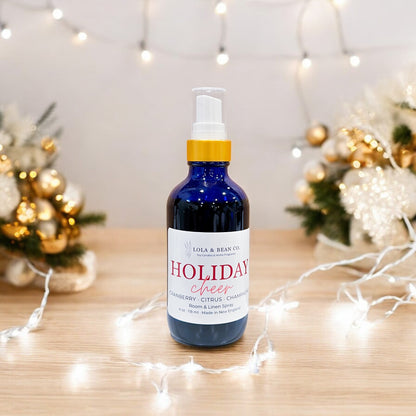 Room Spray- Cobalt Blue Bottle with Gold Collar- Holiday Scents