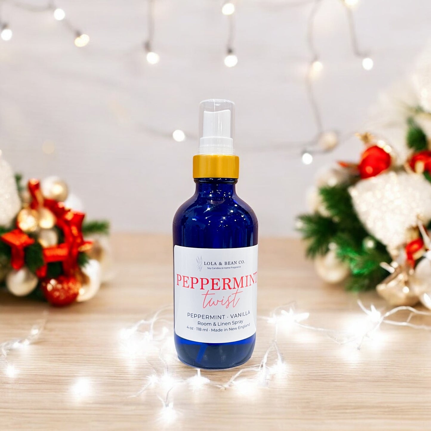 Room Spray- Cobalt Blue Bottle with Gold Collar- Holiday Scents